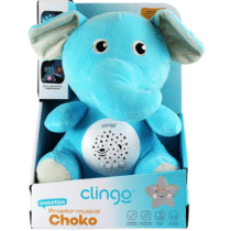 Pelucia Elefante Brinquedo e Projetor 2 em 1 Musical E Luz Azul Clingo