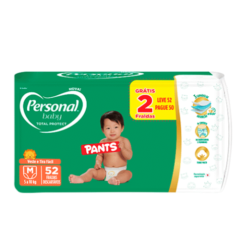 Personal Fralda Baby Total Protect Pants M 52 Unidades