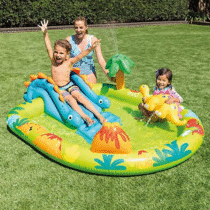 Piscina Inflável Playground Dino com Escorregador 143L Intex