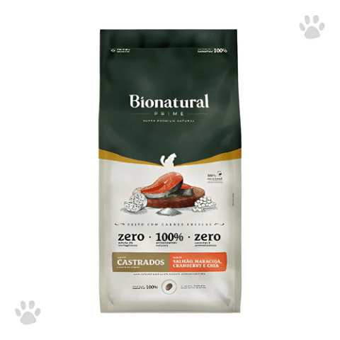 Ração Bionatural Prime Gatos Castrados Sabor Salmão 7,5kg