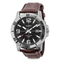 Relógio Casio Masculino Pulseira Couro Marrom Analógico MTP-VD01L
