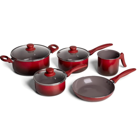 Jogo de Panelas 5 Peças Ceramic Life Easy Brinox – Vermelho
