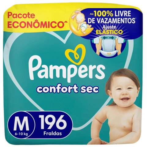 Fralda Pampers Confort Sec M 196 Unidades