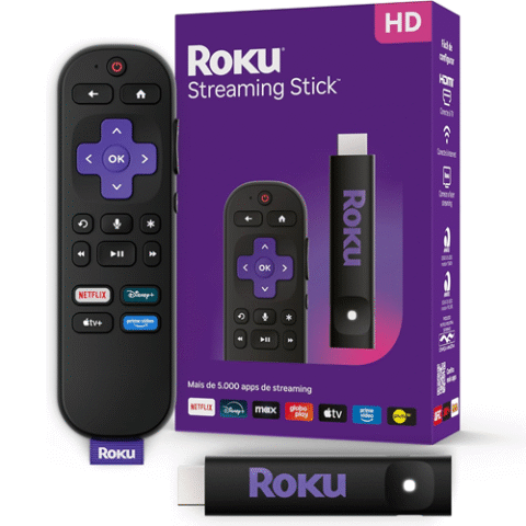 Roku Streaming Stick HD Com Controle Por Voz Preto