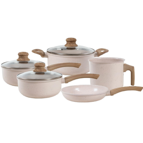 Jogo de Panelas de Alumínio Revestimento Cerâmico com Antiaderente Ecoglide Tuut Vanilla 5 peças