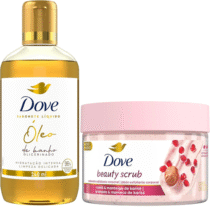 Kit Dove Sabonete Líquido Óleo de Banho Glicerinado 240ml + Sabonete Esfoliante Corporal Beauty Scrub Romã e Manteiga de Karité 280g Kit Dove Sabonete Líquido Óleo de Banho Glicerinado 240ml + Sabonete Esfoliante Corporal Beauty Scrub Romã e Manteiga de Karité 280g
