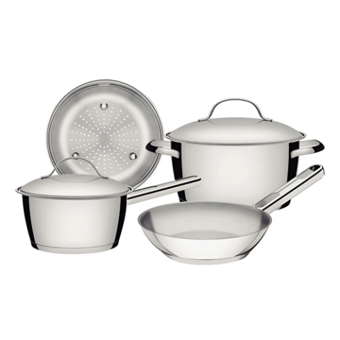 Jogo De Panelas Inox Fundo Triplo Allegra 4 Peças Tramontina