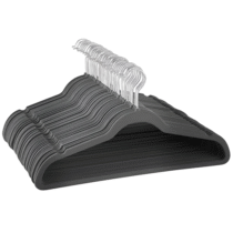 Kit 50 Cabides De Veludo Slim Antideslizante Cinza