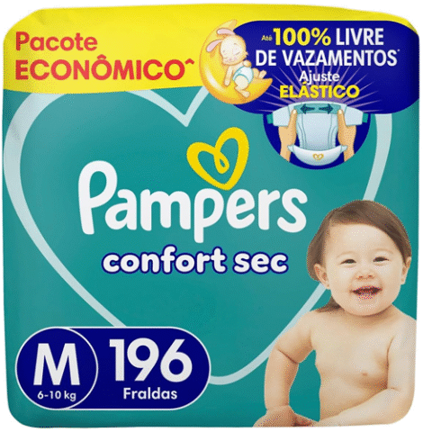 Fralda Pampers Confort Sec M 196 Unidades