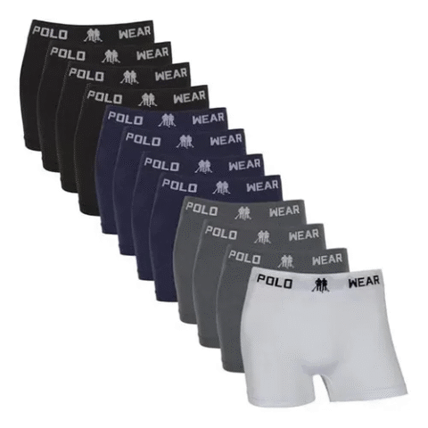 Kit 12 Cuecas Masculinas Boxer Polo Wear