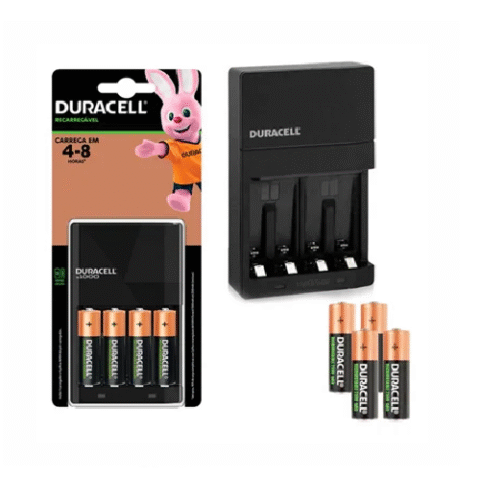Duracell Carregador de Pilhas Recarregáveis AA e AAA Com 4 Pilhas AA