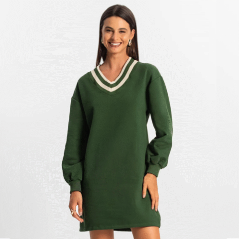 Vestido Feminino Moletom Rovitex Verde
