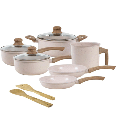 Jogo de Panelas de Alumínio Revestimento Cerâmico com Antiaderente Ecoglide Tuut Vanilla 8 peças