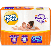 Fralda Pom Pom Protek Proteção de Mãe Mega G 42 Unidades