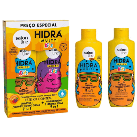 Salon Line Kit Shampoo e Condicionador Infantil Hidra Multy Todos os Tipos de Cabelos 300ml cada