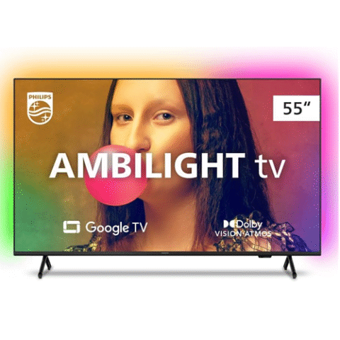 Smart TV Philips Ambilight 55″ 4K Google TV Comando de Voz