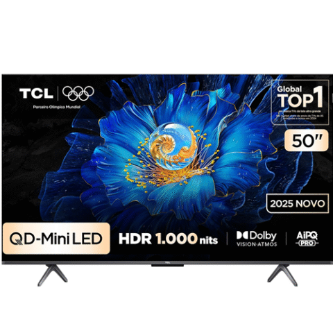 Smart TV TCL 50″ Polegadas QLED Mini LED 4K C6KS WiFi Bluetooth Google TV HDR10+ Dolby Atmos