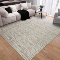 Tapete Jacquard Artesanal de Tear Rústico 2,00m x 3,00m Grande Antiderrapante Boho Bege Mesclado Cru Caramelo