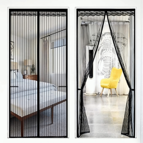 Tela Mosqueteira Magnética Para Porta 2,10m x 0,90cm Preta