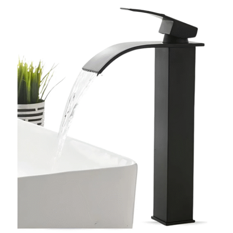 Torneira Monocomando Bica Alta Cascata Misturador Cromado Preto