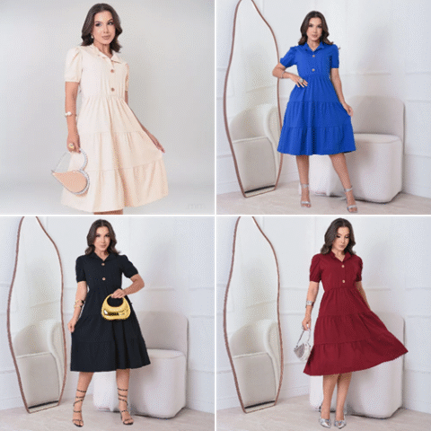 Vestido Feminino Midi em Algodão Soltinho .MM