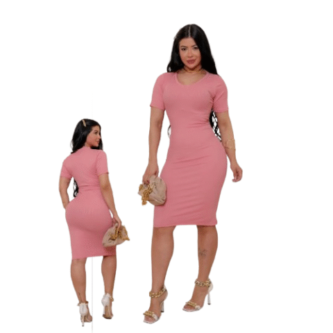 Vestido Midi Canelado Casual Basico Tubinho (5 cores)