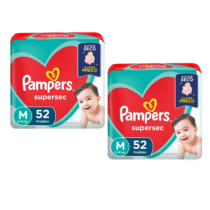 2 Pacotes Fralda Pampers Supersec M 52 Unidades