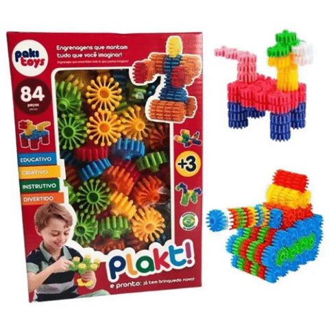 Blocos de Montar Plakt com 84 Peças