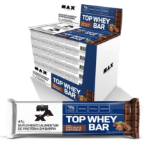 Caixa 12 Unidades Max Titanium Top Whey Bar Chocolate Com Avelã 42g