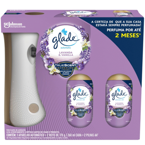 Desodorizador Glade Automatic Spray Aparelho + 2 Refis Lavanda E Baunilha 269ml