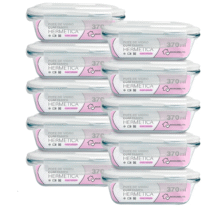 Kit 10 Potes Vidro Hermetico Quatro Travas Anti Vazamento 370ml Manubelita