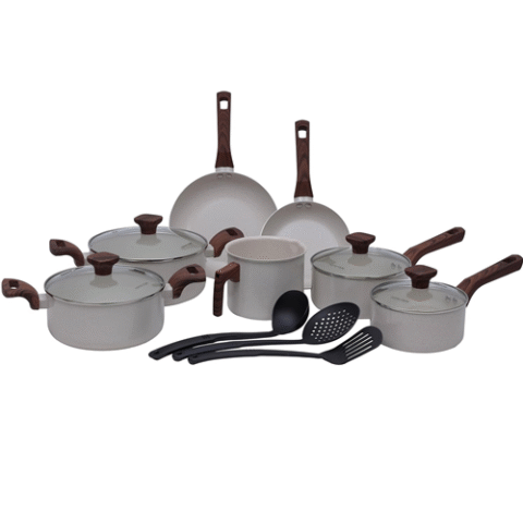 Jogo de Panelas Cerâmica 10 Peças Indução Pratic Cook Marmol Mimo Style