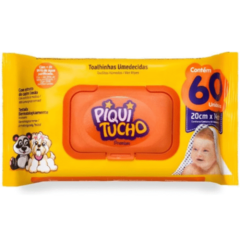 Toalhas Umedecidas Piquitucho Premium 60 Unidades